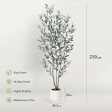 7-ft. Artificial Olive Tree with Pot, Potted Fake Olive Plant for Indoor Home Decor - VeriNatural