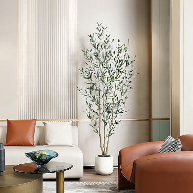 7-ft. Artificial Olive Tree with Pot, Potted Fake Olive Plant for Indoor Home Decor - VeriNatural