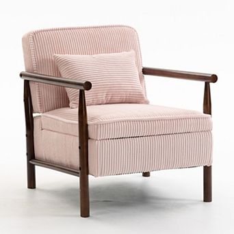 KWPZQEB Mid Century Modern Accent Chair, Wood Frame Armchair with Upholstered for Bedroom,Sunroom