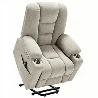 KWPZQEB Power Lift Recliner Chair with Massage and Heat with USB & Type C Ports, 2 Steel Cup Holders