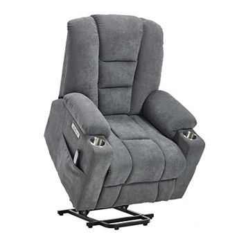KWPZQEB Power Lift Recliner Chair with Massage and Heat with USB & Type C Ports, 2 Steel Cup Holders