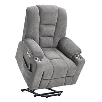 KWPZQEB Power Lift Recliner Chair with Massage and Heat with USB & Type C Ports, 2 Steel Cup Holders