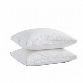 Unikome High Loft Goose Down Pillow Set of 2, Cotton Shell Firm Support Bed Pillows