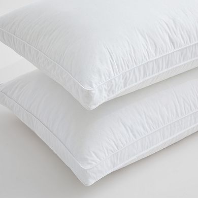 Unikome High Loft Goose Down Pillow Set of 2, Cotton Shell Firm Support Bed Pillows