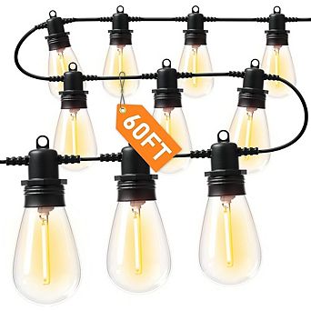 Outdoor LED String Lights, Waterproof Dimmable Shatterproof Patio Bulb Lights