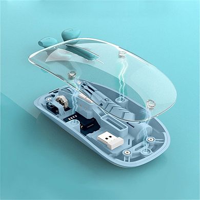 Dual Mode Transparent Wireless Mouse - 2.4G & Bluetooth, Adjustable DPI,Rechargeable Ergonomic Mouse