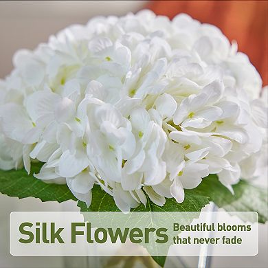Artificial Hydrangea Flowers with Crystal Clear Faux Water in Glass Vase - VeriNatural