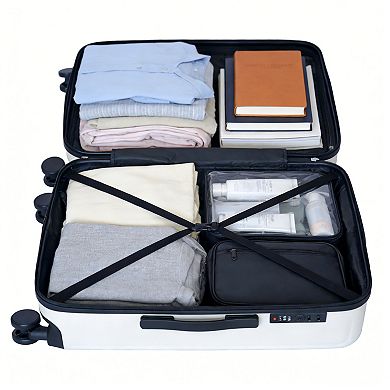 KWPZQEB 3-Piece Hard Shell Luggage Set with Spinner Wheels & Password Locks, 20"/24"/28"