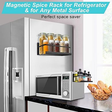 Magnetic Spice Rack for Fridge, Strong Kitchen Storage Shelf for Jars