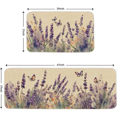 Floral Kitchen Mat Set Non Slip Rubber Backing Floor Sink Runner Rugs
