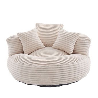 Oversized Corduroy Bean Bag Sofa with Armrest and 3 Pillows