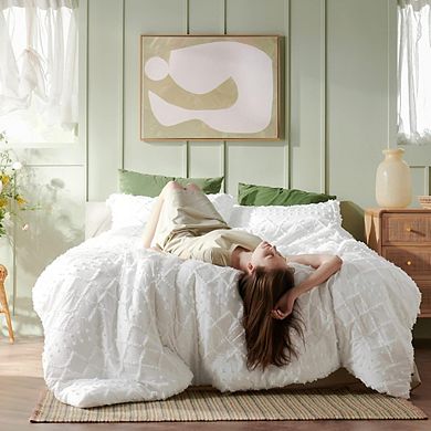 Boho Tufted Comforter Set, Soft Fluffy All-Season Farmhouse Bedding with Pillow Shams