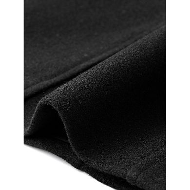 Women's Winter Pea Coats Elegant Single Breasted Point Collar Long Sleeve Mid Office Outerwear