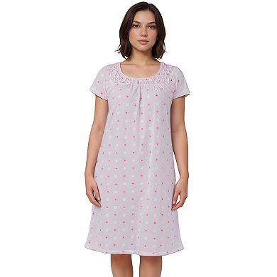 Women’s Mini Daisy Print Short Sleeve Cotton Blend Nightgown