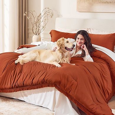 Boho Tassel Soft Lightweight 3-Piece All Season Comforter Bedding Set