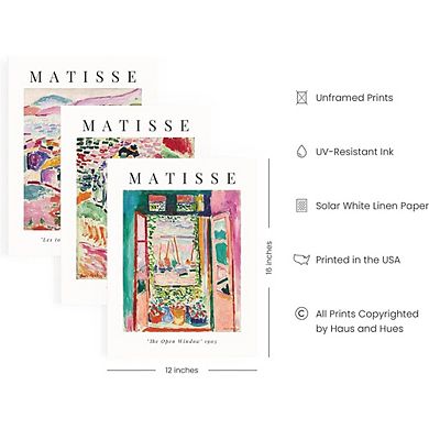 Matisse Wall Art Set of 3 Colorful Modern Impressionist Prints Decor