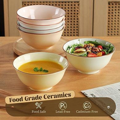 Ceramic Cereal Bowl Set of 6 Porcelain, Microwave & Dishwasher Safe