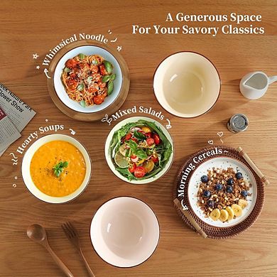 Ceramic Cereal Bowl Set of 6 Porcelain, Microwave & Dishwasher Safe