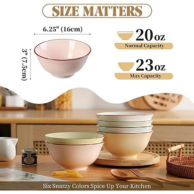 Ceramic Cereal Bowl Set of 6 Porcelain, Microwave & Dishwasher Safe