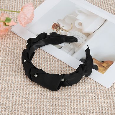 1Pc Rhinestone Wide Satin Headband