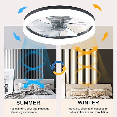 KWPZQEB Modern Ceiling Fan with Lights Dimmable LED for Bedroom, Dining Room