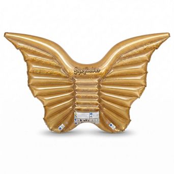 Inflatable Wing-Shaped Pool Float with Glitter Interior Durable PVC Water Lounge Float
