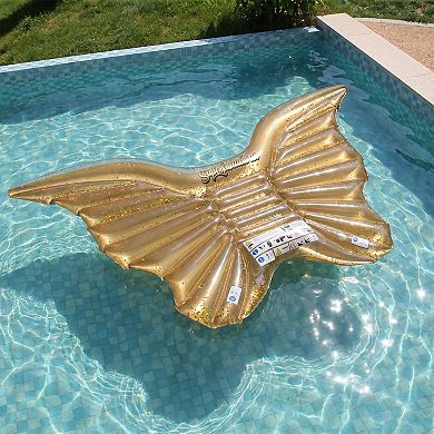 Inflatable Wing-Shaped Pool Float with Glitter Interior Durable PVC Water Lounge Float