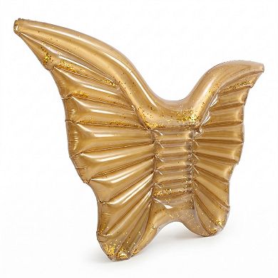 Inflatable Wing-Shaped Pool Float with Glitter Interior Durable PVC Water Lounge Float