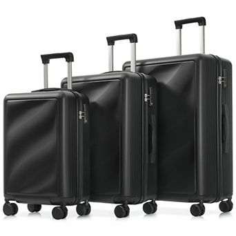 KWPZQEB Textured Luggage Set 3 pc Lightweight Suitcases with Spinner Wheels & TSA Lock