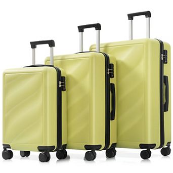 KWPZQEB Textured Luggage Set 3 pc Lightweight Suitcases with Spinner Wheels & TSA Lock