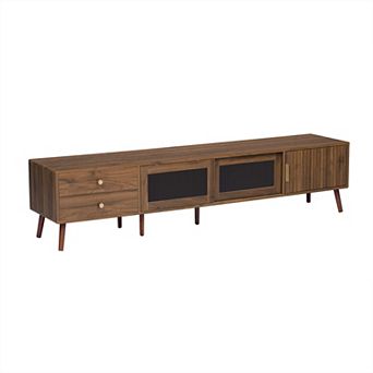 KWPZQEB 76.7" Farmhouse TV Stand for TVs up to 85 Inch, Wooden Entertainment Center for Living Room