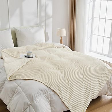 Striped Throw Blanket Soft Warm Cozy Fluffy All Season Sofa Bed Blanket Home Decor