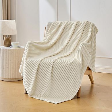 Striped Throw Blanket Soft Warm Cozy Fluffy All Season Sofa Bed Blanket Home Decor