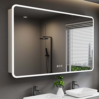 3-Color Dimmable LED Medicine Cabinet with Mirror, Recessed or Surface Mount, Anti-Fog Design