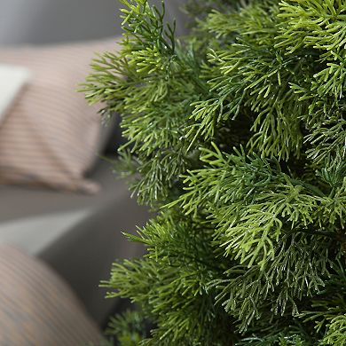 Artificial Cedar Topiary Trees for Outdoor Potted Fake Cypress Trees Faux Plants for Home Decor 2 PC
