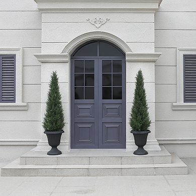 Artificial Cedar Topiary Trees for Outdoor Potted Fake Cypress Trees Faux Plants for Home Decor 2 PC