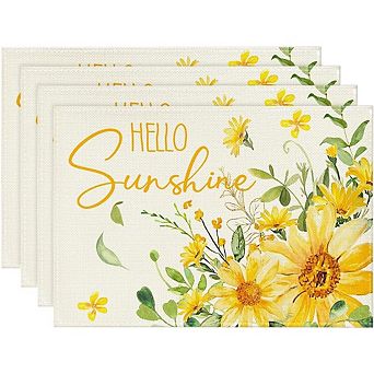 Sunflower Summer Placemats Set of 4 Heat Resistant Washable Table Mats Decor