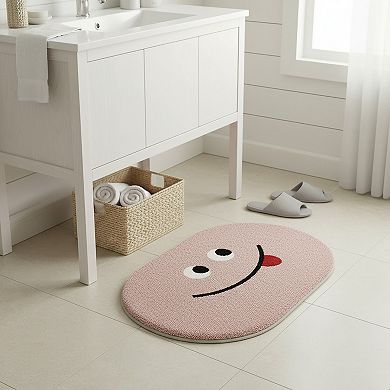 Cute Cartoon Face Tufted Floor Mat Soft Plush Non Slip Backing Decorative Indoor Rug