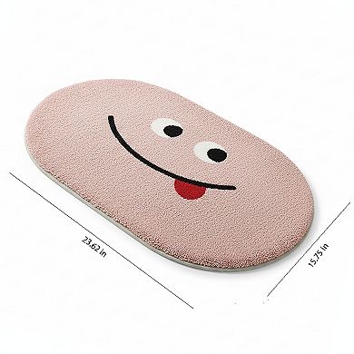Cute Cartoon Face Tufted Floor Mat Soft Plush Non Slip Backing Decorative Indoor Rug