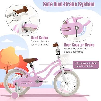 18 Inch Kid's Bike with Removable Training Wheels and Basket