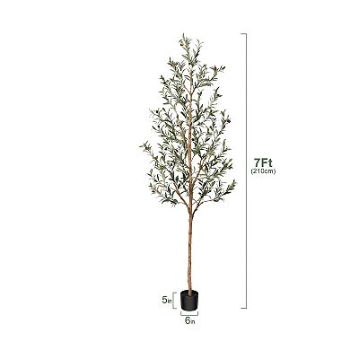 Artificial Olive Tree with Natural Trunk, Fake Silk Tree for Indoor &Outdoor Office Home Decor