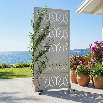 5' x 2.5' Gray Metal Outdoor Privacy Screen