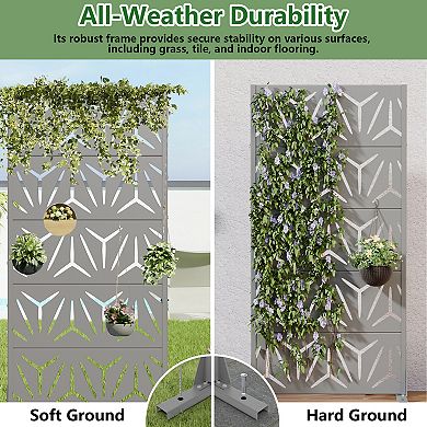 5' x 2.5' Gray Metal Outdoor Privacy Screen