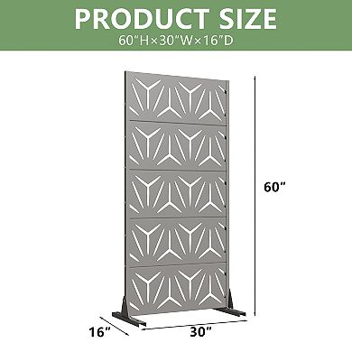 5' x 2.5' Gray Metal Outdoor Privacy Screen