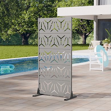 5' x 2.5' Gray Metal Outdoor Privacy Screen