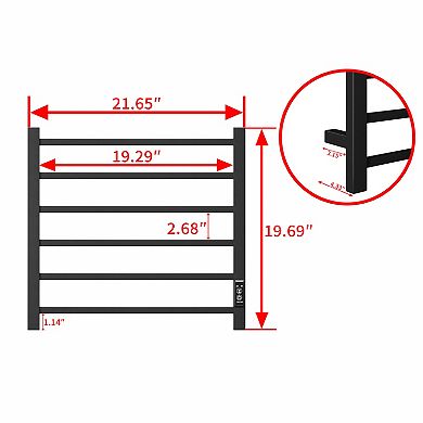 6 Bar Matte-Black Electric Heated Towel Warmer Rack Wall Mount or Plug-in and With Timer