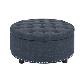 Lufeiya Tufted Storage Ottoman with Button Tufting and Nailhead Trim,Linen Upholstered