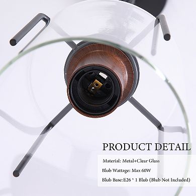KWPZQEB Industrial Pendant Light with Glass Shade, Adjustable Metal Pendant Light(Bulb Not Included)