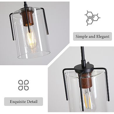 KWPZQEB Industrial Pendant Light with Glass Shade, Adjustable Metal Pendant Light(Bulb Not Included)