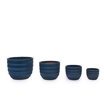 KWPZQEB Handmade Dark Coffee Ceramic Planter Set of 4, Indoor Outdoor Flower Pot for Succulent,Herbs